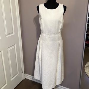 Lafayette 148 fit and flare white tone on tone dot dress, size 10 worn once
